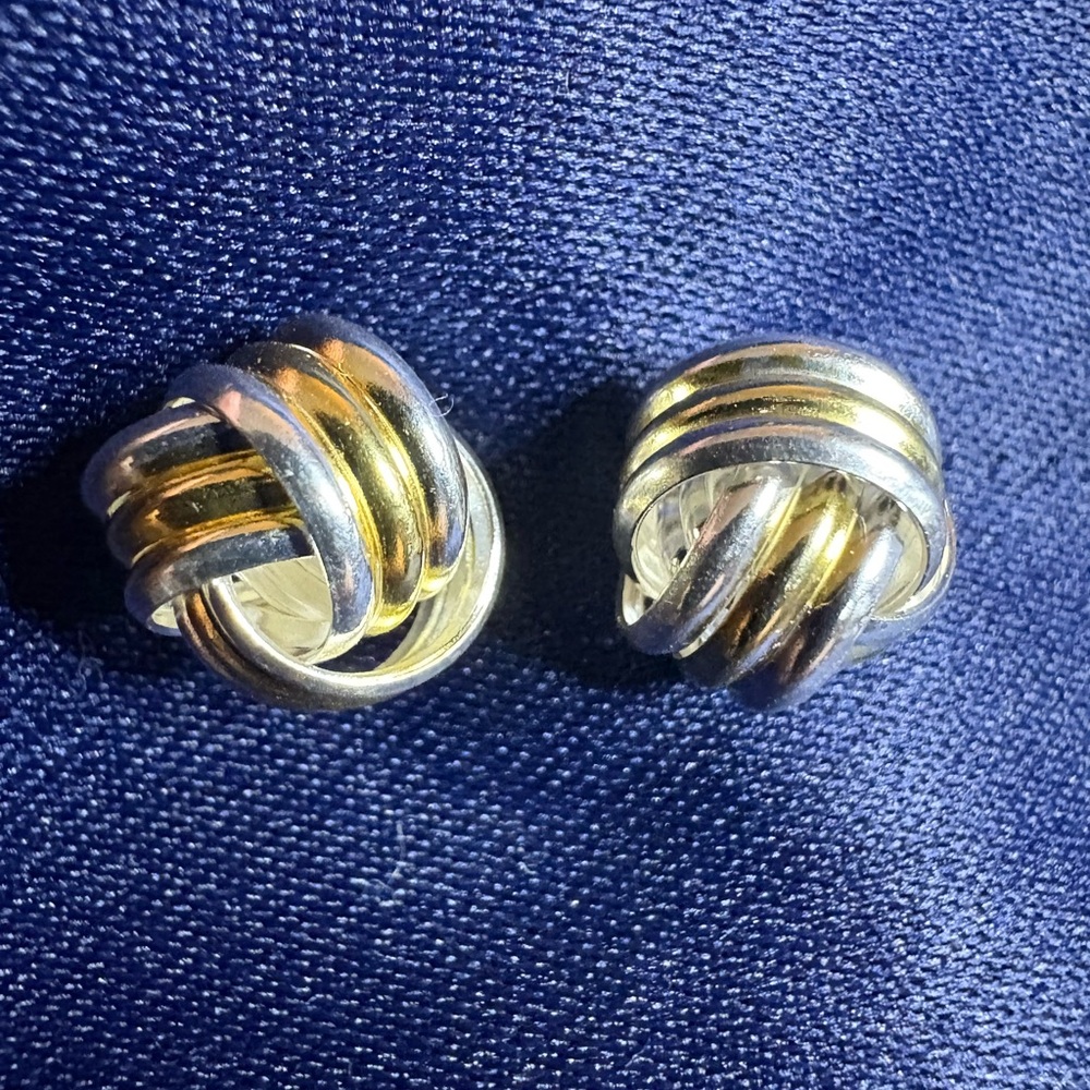 Elegant Sterling Silver and Gold plated Knot Earrings